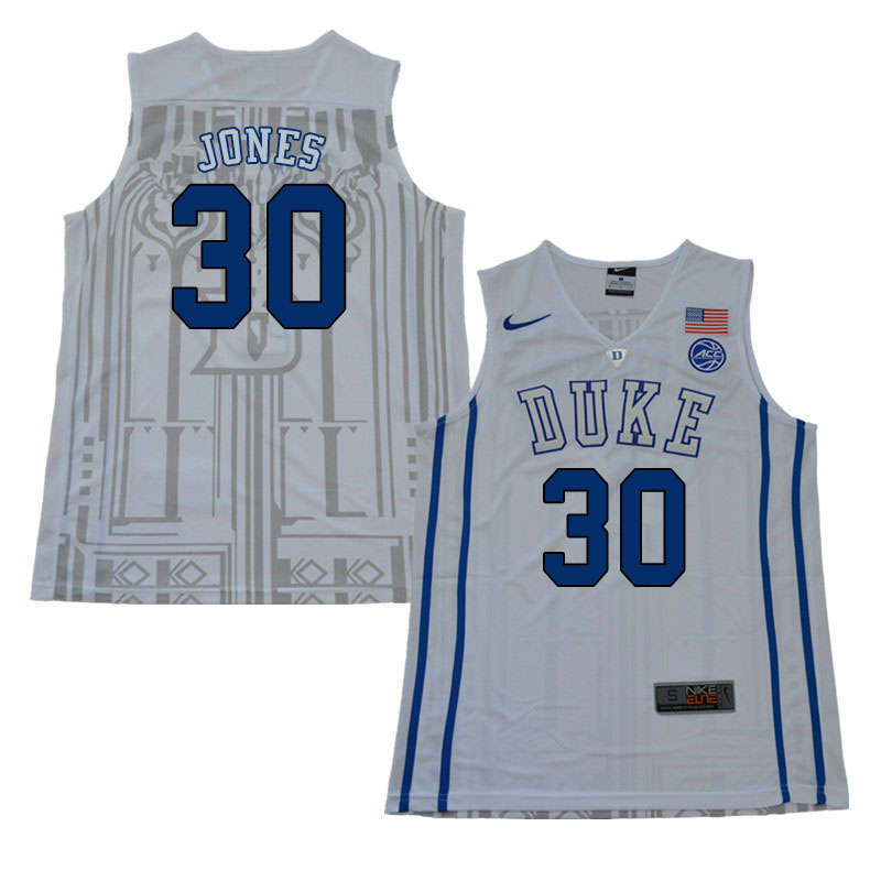 2018 Men #30 Dahntay Jones Duke Blue Devils College Basketball Jerseys Sale-White